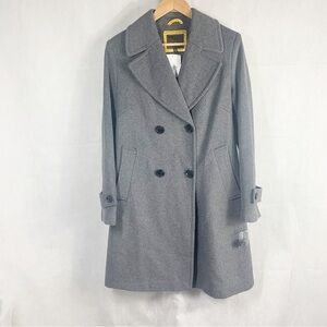 Sam Edelman Double Breasted Wool Blend Coat Lapel Charcoal Gray Size 12